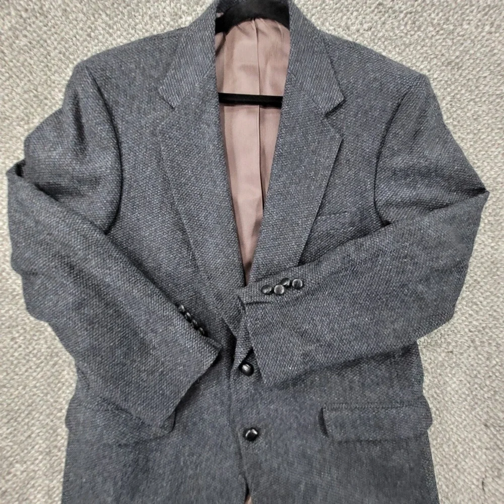 Bardstown Mens 42R Pure Wool Blazer Sport Coat Charcoal Gray Textured‎ 2 Button